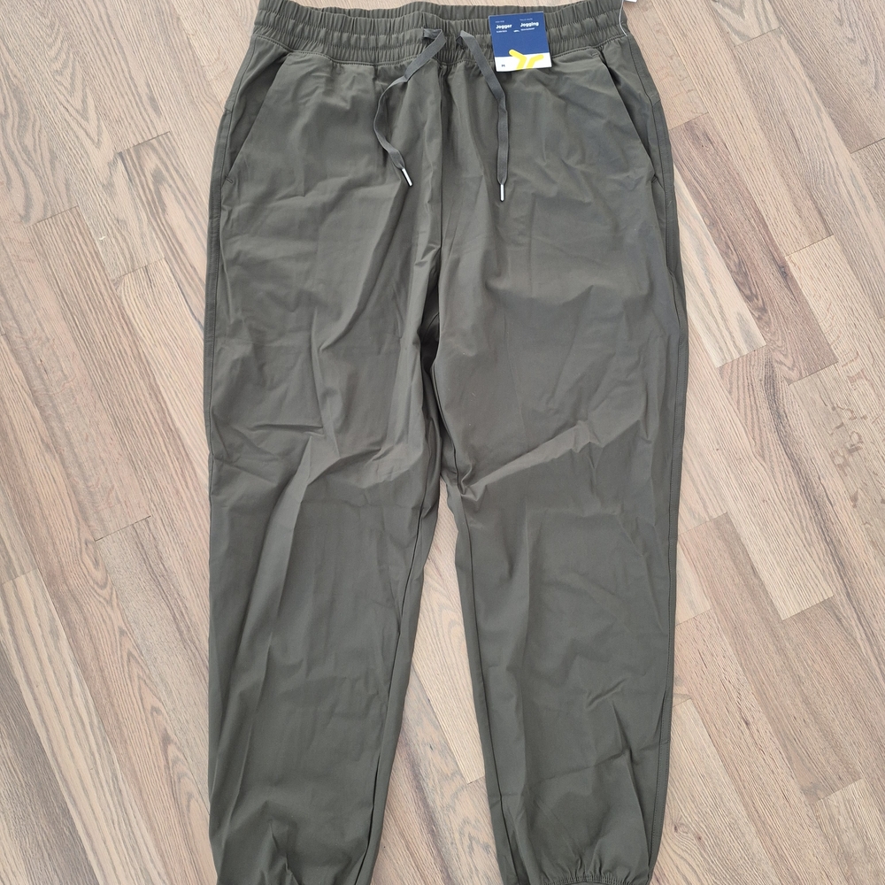 Womens Olive Drawstring Joggers with Elastic Cuffs